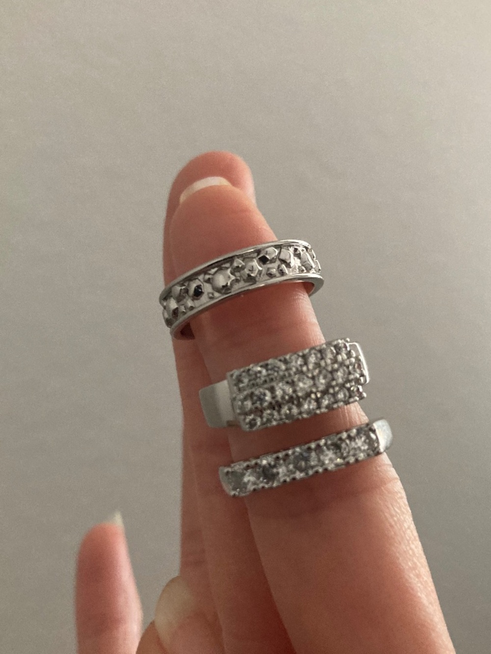 Vanessa Mooney SZ6 Ring SET Silver Stackable layering cocktail Rings Silver